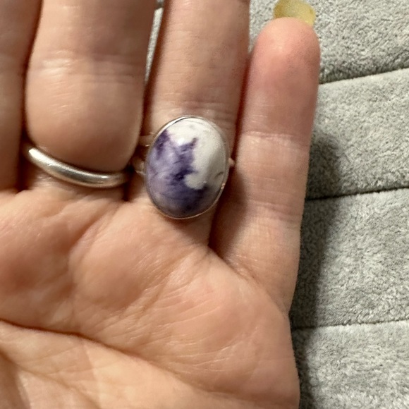 New Sterling Silver Purple Oval Morado Violet Flame Opal Ring Sz 8 Crystal - Picture 12 of 16